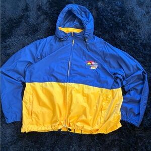 Signature Blue and Yellow Colorblock Jacket with Mesh Lining